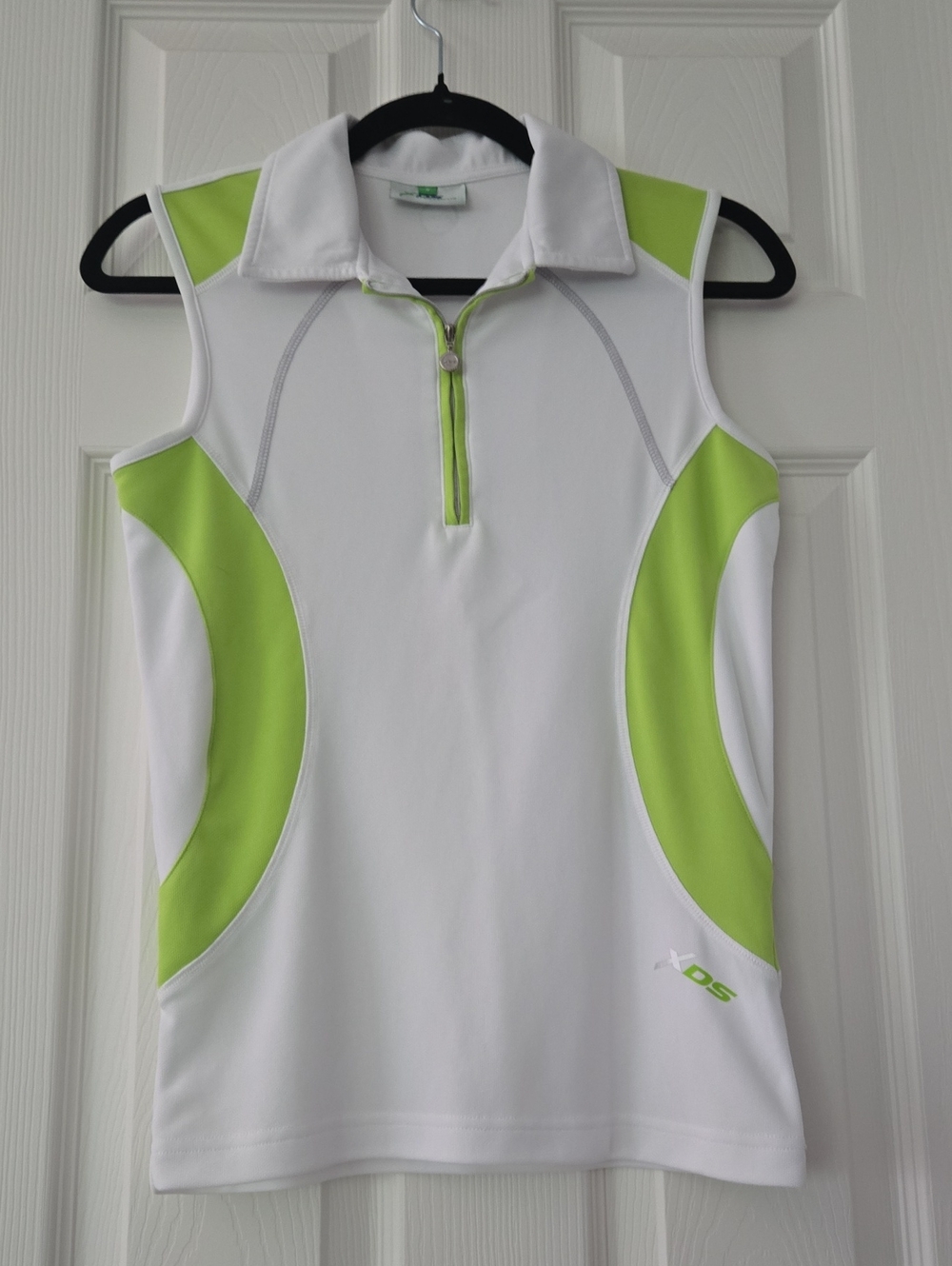 Daily Sports White Polo Top with Lime Green and Navy Logo
